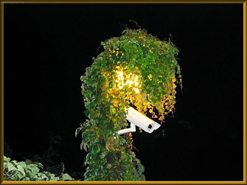 Foto: skrytá kamera v PV-maskovaná pouliční lampa.....